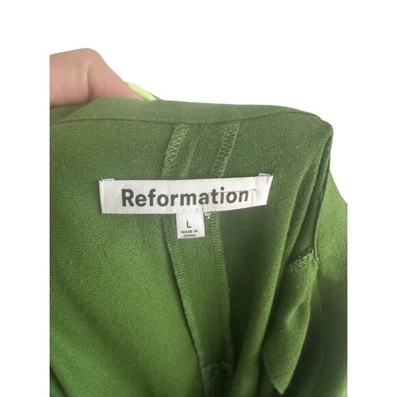 REFORMATION Green Zip Short Sleeve Dress Size Large - Picture 8 of 8